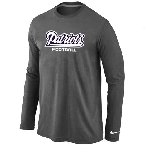 Nike New England Patriots Authentic Font Long Sleeve NFL T-Shirt - Dark Grey